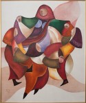 Pastel painting of a circle of women dancing by Christine Siegfried.